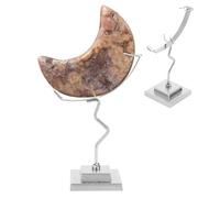 AHANDMAKER Crystal Ball Holder, Moon Shaped Small Crystal Display Stand Alloy Sphere Display Holder for Gemstones Geodes Mineral Agate Home Office Decor, 3.54x1.97x4.92 inch, Silver