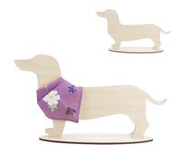 AHANDMAKER Dachshund Dog Silhouette Display Stand Scarf Bandana Blank MDF Wood Dog Display Stand for Pet Store Window Display Photography Prop Home Decor, 16x4x9in