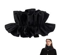 AHANDMAKER Detachable Cotton False Collar Black Ruff Collar with Pleated Vintage Design, Pierrot Costume Neck Choker Inspired Ruffled Neck Accessory for Cosplay, Historical Outfits, Daily Wear