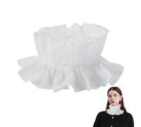 AHANDMAKER Detachable Cotton False Collar White Ruff Collar with Pleated Vintage Design, Pierrot Costume Neck Choker Inspired Ruffled Neck Accessory for Cosplay, Historical Outfits, Daily Wear