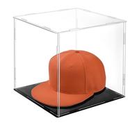 AHANDMAKER Display Case Clear Cube Baseball Holder Hat Display Case with Black Base Acrylic Display Case for Action Figures, Baseball, 8.26x7.87x7.87 Inch