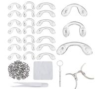 AHANDMAKER Eyeglass Repair Kit, 30Pcs U Shaped Eyeglasses Nose Pads, 3 Size Eyeglass Saddle Bridge Nose Pad, Silicone Glasses U Shaped Screw-in Noses Pad with 100Pcs Screw for Glasses Repair