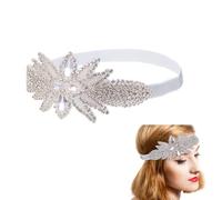 AHANDMAKER Flower Rhinestone Headpiece, Elegant 1920s Flapper Headpiece, 20's Theme Party Carnival Set Rhinestone Headband for Women Wedding Prom Costume Tea Party, Gray