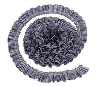 AHANDMAKER Gingham Ruffle Pleated Lace Trim, 1.6 Inch Wide, 10.9 Yards Long, 10.9 Yards Gathered Gingham Fabric Edge Ribbon Trim for Sewing Making Crafts Dress Curtain Costume Home Decor, Black
