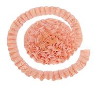 AHANDMAKER Gingham Ruffle Pleated Lace Trim, 1.6 Inch Wide, 10.9 Yards Long, Gathered Gingham Fabric Edge Ribbon Trim for Sewing Making Crafts Dress Curtain Costume Home Decor, Sandy Brown