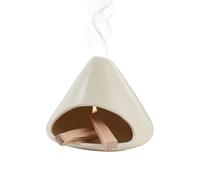 AHANDMAKER Holder Incense Burner Ceramic Zongzi Cone Shape Burner with Chimney for Meditation Yoga Relaxation Altar Decor Christmas Housewarming Birthday Gift, Beige 5.3in