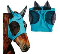 AHANDMAKER Horse Fly Mask with Ears, Blue Soft Comfortable Polyester Stretch Fly Masks for Horses UV Protection Breathable Equine Mesh Mask Horses Accessories for Horse Outdoor Grazing Riding
