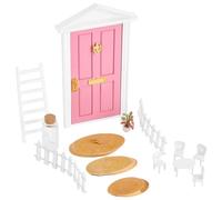 AHANDMAKER Little Tooth Fairy Door Kits with Accessories, Pretending Prop Decorations Kits, Garden Furniture Miniature Table and Chairs Set for Dollhouse Mini Garden Decoration DIY Craft (Pink)