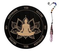 AHANDMAKER Lotus Buddha Wooden Pendulum Divination Board, 7.8 Inches