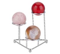 AHANDMAKER Metal Crystal Ball Stand Metal Sphere Display Stand 3 Eggs Display Stands Triangular Ball Base Desktop Ornament Rack for Home Office Desktop Decoration for 40mm Sphere, Platinum