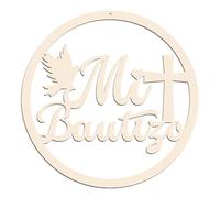 AHANDMAKER Mi Bautizo Wooden Sign Baby Shower Supplies Wood Letters Sign Decorations Photo Booth Mi Bautizo Baby Shower for Baby Shower Hanging Wall Ornaments Photo Booth, 11.8 inch