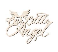 AHANDMAKER Our Little Angel Wooden Sign for Baby Shower Decor, Our Little Angel Wing Wood Letters Sign, Wall Hanging Art Decorations Wood Ornament for Birthday Baby Shower Photo Props, 8.74x11.81"
