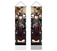 AHANDMAKER Pack of 2 Medieval Viking Tapestries, Armor Knight Vertical Long Tapestry, Doorway Curtain Tassel Wall Hanging for Bedroom Living Room, 13 x 51 Inch