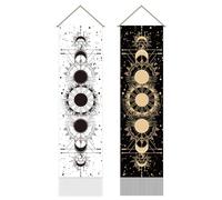 AHANDMAKER Pack of 2 Moon Phases Tapestries Lunar Eclipse Cycle of The Moon Tapestry Vintage Tassel Tapestry Wall Hanging for Bedroom Living Room Home, 13 x 51 Inch