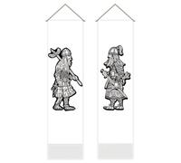 AHANDMAKER Pack of 2 Viking Warrior Tapestries, Norse Warriors Vertical Long Tapestry, Viking Decor Doorway Curtain Tassel Wall Hanging for Bedroom Living Room, 13 x 51 Inch