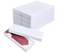 AHANDMAKER Pack of 4 Gift Wrap Tie Boxe with Lids White Rectangular Organizer for Wedding Birthday Christmas Valentine Gift Wrapping Present Packaging Decoration, 3.86"x10.63"x 1.3"