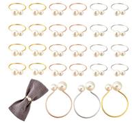 AHANDMAKER Pearl Napkin Rings Set of 24, Serviette Buckle Holder for Dinning Table, 3 Colors Napkin Holder Table Napkin Buckles for Wedding, Valentines Day, Thanksgiving, Christmas, Party Dinner