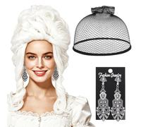 AHANDMAKER Platinum Blond Wig for Women 18th Century Colonial Style Costume Blond Beehive Victorian Wig with Earring fits Renaissance Queen Cosplay Halloween Themed Party