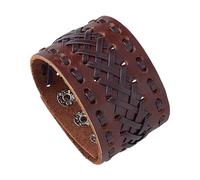 AHANDMAKER Punk Leather Bracelets, Vintage Wristband with Wide Cuff, Punk Braid Bracelets Rock Leather Wristbands, Ideal Gifts for Brother Friend Men Women