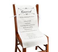 AHANDMAKER Reserved Seating Sign for Wedding, with Love from Heaven Reserved Memorial Signs White Polyester Hanging Chair Sign Banner for Wedding Party Pew Bench Chair, 25.39x15.35 Inches