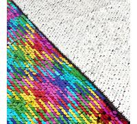 AHANDMAKER Sequin Fabric 1.4 Yards Sequins for Crafting Reversible Glitter Fabric Sequin Fabric by The Yard for Sewing Clothes Wedding Dress, Rainbow