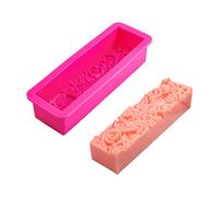 AHANDMAKER Silicone Soap Molds with Rose Pattern, 18oz Flower Shape Rectangular Soap Molds Square Silicone Mold Handmade Loaf Bar Mould for Homemade Candle Soap Making Wedding DIY Craft, 22.2x6x4.5cm