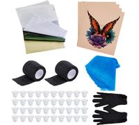 AHANDMAKER Tattoo Practice Skin Transfer Paper Tool Kit - 234Pcs Include Tattoo Practice Fake Skin with Transfer Paper and Water and Oil Proofing Glove Pen Cover Ink Cup Holder for Beginner Artist