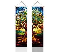 AHANDMAKER Tree of Life Tapestry 2 Piece Colorful Tree Fantasy Wall Hanging Decor Vertical Long Tapestry for Bedroom Living Room Boho Mystical Room Decoration，13 x 51 Inch