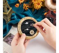 AHANDMAKER Velvet Ring Box, Earring Pendant Jewelry Case Flat Round Plastic Ring Display Frame Ring Earrings Gift Boxes Jewelry Display Storage Box for Anniversary Engagement Wedding Valentine's Day