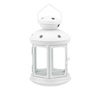 AHANDMAKER Vintage Design Candle Lanterns with Stars, Portable Iron Candle Holder with Clear Glass Window Frame Candlestick Night Lamp, Romantic Xmas Wedding Party Decoration(White)