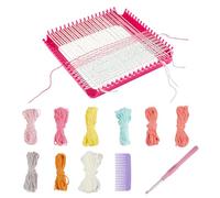 AHANDMAKER Weaving Loom Kit, Square Knitting Looms for Beginners, with Crochet Hooks & Hair Comb, 8 Rainbow Colors Knitting Yarn, Loom Knitting Kits for Weaving Lovers, DIY Weaving Kit