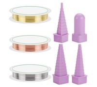 AHANDMAKER Wire Wrapping Tools Wire Wrapping Kit 3 Shapes ABS Wire Winding Towers and Brass Craft Wire for Sculpting, Armature, Jewelry Making (29.53 Feet/Roll, 3 Colors)