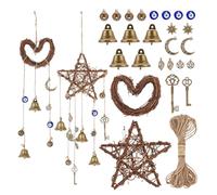 AHANDMAKER Witch Bells for Door Knob, Star Witch Wind Chimes Wreath Hanging Bell Witch Bells DIY Kit, Magic Wind Chimes for Protection, Heart Shape Wicca Supplies Witchcraft Decor for Home Protection
