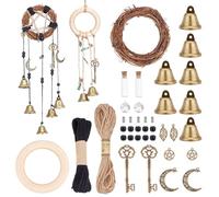 AHANDMAKER Witch Bells for Door Knob, Witch Wind Chimes Wreath Hanging Bell Witch Bells DIY Kit, Magic Wind Chimes for Protection, Witch Stuff Wicca Supplies Witchcraft Decor for Home Garden Bedroom