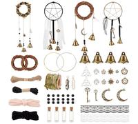 AHANDMAKER Witch Bells for Door Knob, Witch Wind Chimes Wreath Hanging Bell Witch Bells DIY Kit, Magic Wind Chimes for Protection, Circle Shape Wicca Supplies Witchcraft Decor for Home Protection