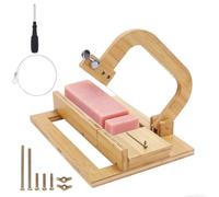 AHANDMAKER Wood Soap Cutters Adjustable Wire Slicer Wooden Base Cutting Tool for Handmade Soap Making Candle Trimming Soap Cutting Craft Decoration, 13.39x1.97 Inch