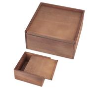 AHANDMAKER Wooden Keepsake Box, Personalized Engraved Wood Memory Box with Sliding Lid Rustic Storage Case for Jewelry Letters Wedding Anniversary Birthday Valentine's Day Gifts, 7.9x7.9x3.9 Inch