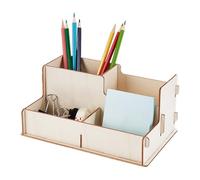 AHANDMAKER Wooden Paint Brush Holder Broken Token Modular Rack Detachable Wooden Storage Box Tabletop Stationery Storage Rack for Paint Bottles, Pots, and Brushes - Expands Storage, Elevates Racks