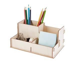 AHANDMAKER Wooden Paint Brush Holder Broken Token Modular Rack Detachable Wooden Storage Box Tabletop Stationery Storage Rack for Paint Bottles, Pots, and Brushes - Expands Storage, Elevates Racks