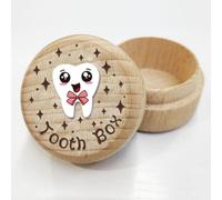AHANDMAKER Wooden Tooth Holder Baby Tooth Box, Tooth Keepsake Box, Cute Children Tooth Container Box to Keep the Childhood Memory for Baby Toddlers Boys Girls Lost Teeth Shower Present
