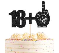 AHAORAY 18+1 Cake Topper Black Glitter Funny 19th Birthday Cake Decoration