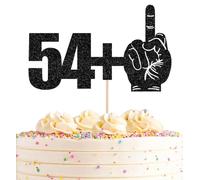 AHAORAY 54+1 Cake Topper Black Glitter Funny 55th Birthday Cake Decoration