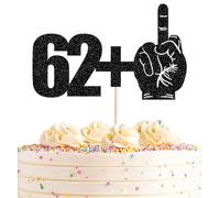 AHAORAY 62+1 Cake Topper Black Glitter Funny 63rd Birthday Cake Decoration