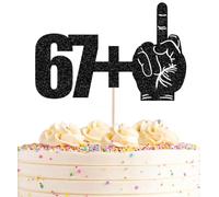 AHAORAY 67+1 Cake Topper Black Glitter Funny 68th Birthday Cake Decoration