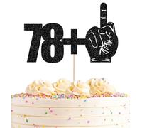 AHAORAY 78+1 Cake Topper Black Glitter Funny 79th Birthday Cake Decoration