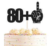 AHAORAY 80+1 Cake Topper Black Glitter Funny 81st Birthday Cake Decoration