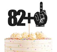 AHAORAY 82+1 Cake Topper Black Glitter Funny 83rd Birthday Cake Decoration