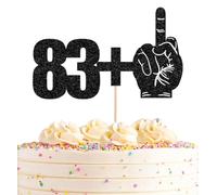 AHAORAY 83+1 Cake Topper Black Glitter Funny 84th Birthday Cake Decoration