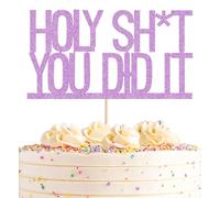AHAORAY Holy You Did It Cake Topper - Purple Glitter Successful Graduation Promotion Elementary School Junior High School/High School/University Graduation Party Decoration