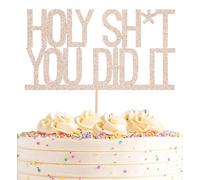AHAORAY Holy You Did It Cake Topper - Rose Gold Glitter Successful Graduation Promotion Elementary School Junior High School/High School/University Graduation Party Decoration